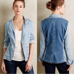 Anthropologie PILCRO Newsy Chambray Blazer